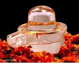 Crystal white Shivling decorative showpiece, 6cm tall for home pooja, handcrafted in India