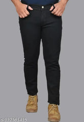 Comfits black denim men's jeans - solid pattern, perfect fit for any occasion, size 28, 30, 32, 34, or 36 (India origin)