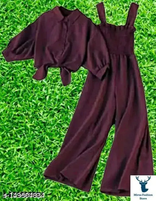 Crepe sleeveless jumpsuit, pretty women's solid net style. Sizes: S, M, L. High-quality, comfortable, and affordable Indian-made jumpsuit