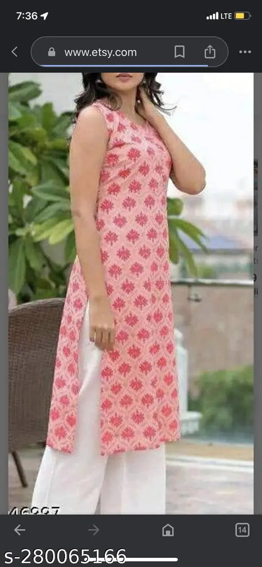 Printed viscose rayon kurta palazzo set, single size L, featuring sleeveless style and vibrant printed net pattern, originating from India
