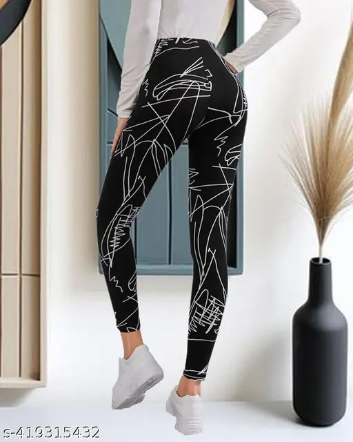 Stretchable striped sports track pants for women, cotton blend fabric, 4-way Lycra, high rise gym leggings, size 30 (Waist 34", Length 22", Hip 34"). Indian sportswear brand for workout sessions