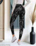 Stretchable striped sports track pants for women, cotton blend fabric, 4-way Lycra, high rise gym leggings, size 30 (Waist 34", Length 22", Hip 34"). Indian sportswear brand for workout sessions