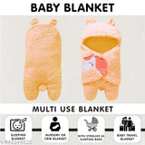 Peach fleece all-season unicorn hooded baby blanket - ideal for mild winter (0-6 months)
