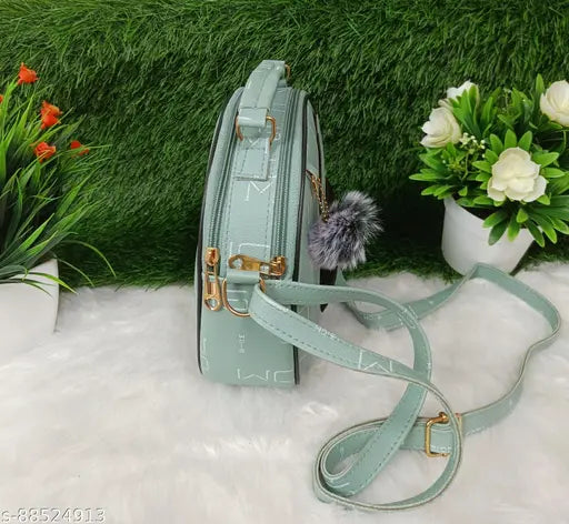 Classic PU sling bags for women, solid design with 3 compartments, free size (9in x 4in x 7in), made in India