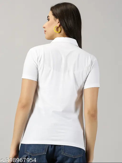 Multicolor cotton blend checkered polo t-shirt for women, perfect summer wear for casual outings