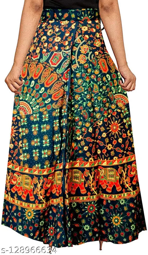 Printed cotton A-line skirt, free size, Indian origin - stylish and comfortable for women