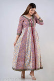 Cotton three-quarter sleeve printed kurti, "Aagam Graceful" in vibrant colors, Indian ethnic fashion on model