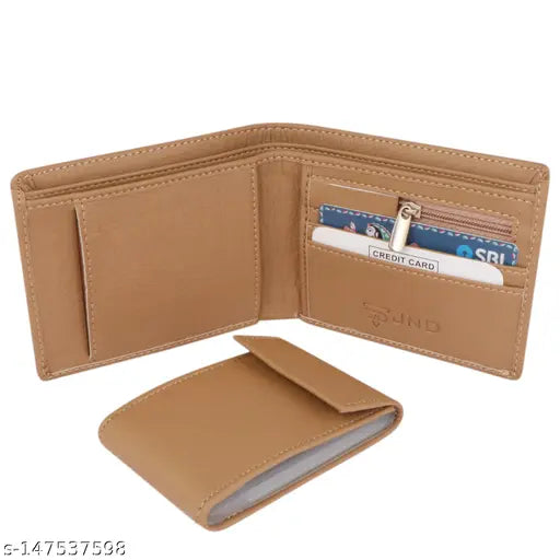 Trendy men's mini faux leather wallet, beige color, 9 card slots, solid pattern, extra compartments for coins and cash, ideal gift for loved ones