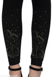 Lycra embellished net Lambency jeggings for girls and women, fashionable stone design
