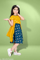 Printed net polyester newbenarasigown, short sleeves party wear for 2-3 years old girls