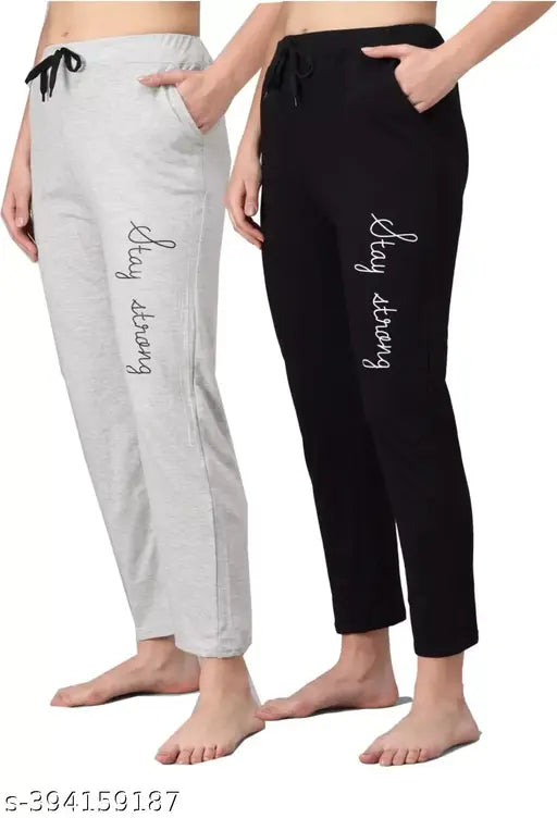 Cotton blend printed net patta pyjamas for women's nightwear & lounge wear, biowash fabric, elasticated waistband, available in M, L, XL