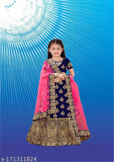 Women's semi-stitched embroidered silk Lehenga Choli, free size, available in multiple colors. Detailed embroidery on soft net fabric for girls, perfect for parties and celebrations