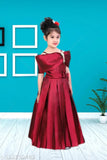 Maroon silk blend maxi dress for girls party wear, vibrant and stylish