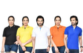 Multicolor unisex polo t-shirts combo pack (5pcs), pure cotton, regular fit, collar neck, half sleeves - India