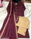 Cotton blend printed kurtas and bottomwear for women, three-quarter sleeve, trending Faishon suit from India