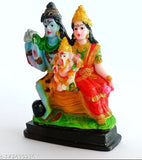 Poly resin Shiv Parivaar Idol Figure, Indian religious art for home decor and puja gifts, size 13x10x3cm