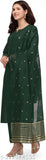 Cotton blend dupatta set with palazzos, solid net, three-quarter sleeves - Indian women's outfit