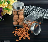 Airtight glass cube jars, 1kg set for kitchen storage, 1000ml transparent, India-origin dry fruit jar set