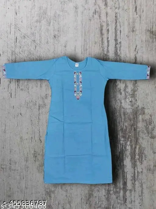 Woolen Kashmiri Kurti, embroidered three-quarter sleeve, warm winterwear from India (S-XXXL)
