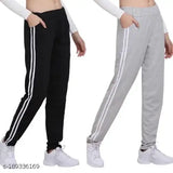 New trendy black-grey cotton blend maxi length women's STRPD pyjama pack of 2 for daily wear, yoga, and gym