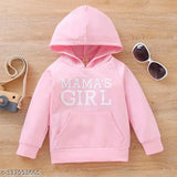 Wool hoodie with girl print for baby, long sleeves, zip closure - trendy kids wear from India (18-10yrs)