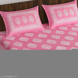 White and vibrant floral King Size 100% cotton double bedsheet with 2 pillow covers, Rajasthani Jaipuri traditional print, ideal for summer, by BEDZONE