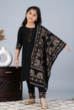 Rayon printed kurta pant set for girls (9-10, 11-12 yrs), solid pattern, Indian origin