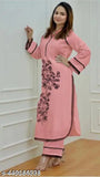 Rayon embroidery coord set with kurta pant set, three-quarter sleeves, Pakistani black ambordery co-ord set on display