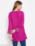 Trendy pink embroidered rayon tunic, rayon fabric, S-XXXL sizes for women, India origin