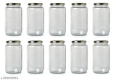 Golden glass pickle jar, airtight and rust-proof kitchen storage set of 10 (1000ML capacity)