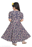 Short sleeve printed net cotton party dress for girls (6-9 Months - 4-5 Years), Indian kids wear
