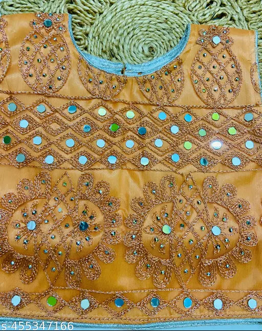 Sleeveless kids Lehenga Choli Set in Super Net fabric with embellishments, premium quality mirror work, Indian origin