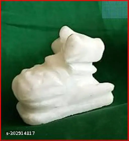White marble Sai Collection Nandi Idol, handcrafted 5cm statue for home Puja and Shivling worship during Shivratri and Saawan