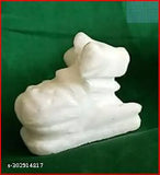 White marble Sai Collection Nandi Idol, handcrafted 5cm statue for home Puja and Shivling worship during Shivratri and Saawan