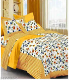 Cotton floral double bed sheets, regular quality by Raj Devi Jaipur for mild winter, adult use, 2 pillow covers included