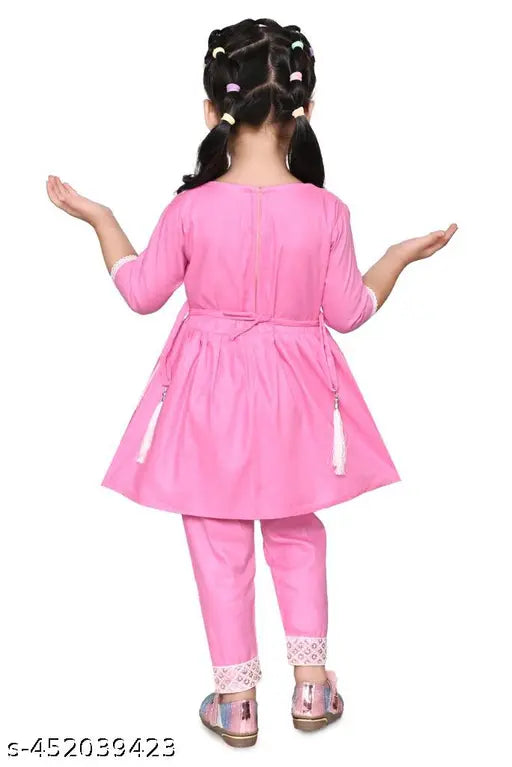 Lace rayon Naira cut for kids, three-quarter sleeves, 12-18 months - Indian festival wear