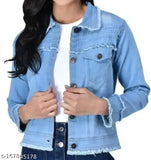 Solid denim long-sleeve jacket for women, internationals brand, high-quality denim from India