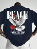 Oversized cotton blend SMOSH t-shirt with three-quarter sleeves, printed design for men or women