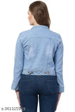 Denim washed solid jacket, trendy feminine women's long-sleeve denim jacket, dyed/washed denim jacket for women, India-made solid denim jacket