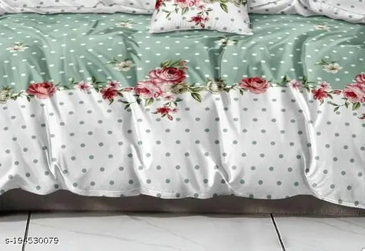 Glace cotton floral fancy bedsheet, superfine double queen set with 2 pillow covers - upgrade your summer bedroom style