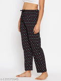 Relaxed-fit maxi cotton lounge pants for women's pyjama (Pack 1), vibrant print design - Indian fashion