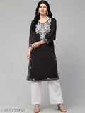 Woolen embroidered kurtis for women and girls, three-quarter sleeve, India-made, winter comfortable fashion