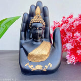 Golden and black handcrafted VISKAA Buddha Idol, luxurious polyresin decor for home, 6 x 4.5 x 3.5 inches, intricately detailed design by Indian artisans