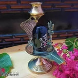 Brass natural stone Shiva Shivling for home temple, 7cm x 10cm x 5cm, Jalabhishekam accessory