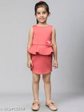 Coral polyester bodycon mini dress for kids (2-10 years), toy balloon style