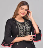 Rayon kurta pallazo set, three-quarter sleeve printed net design, vibrant Indian fashion