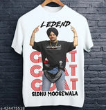 White printed Sidhu Moose Wala cotton blend T-shirt, short sleeves, size S (25 in)