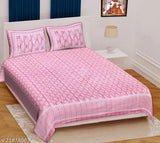 Cotton king size bedsheets - regular quality, Jaipuri print on double/king-sized bed, adult use in air-conditioned rooms, made in India with 2 pillow covers and 1 net quantity