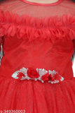 Net party dress with three-quarter sleeves, printed pattern for kids (4-5 years - 9-10 years), handmade in India