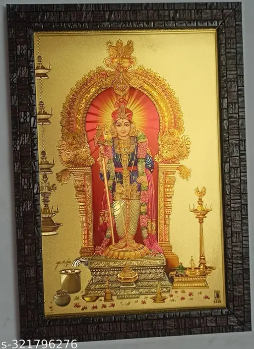Indian 9*12 inch wall hanging photo frame featuring Lord Murugan Raja Alangaram, sacred art for home decor